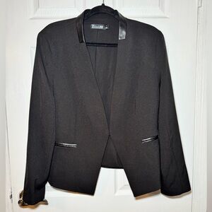NY & Company Faux Leather Trim Blazer